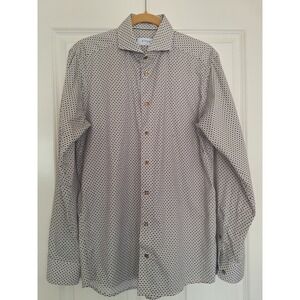 Eton Brown‎ and White Patterned Button Down Shirt Size 41/16 Slim